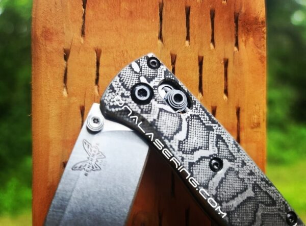 Snakeskin - Reptile Pattern - MINI Benchmade Bugout - Deep Laser Engraved Titanium Scales - Flytanium Gear *Scales Only*