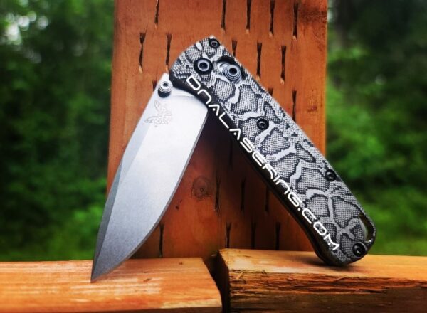 Snakeskin - Reptile Pattern - MINI Benchmade Bugout - Deep Laser Engraved Titanium Scales - Flytanium Gear *Scales Only*