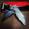 Seigaiha Pattern - Japanese Waves - Spyderco Yojimbo 2 - Deep Laser Engraved - Stonewash Titanium Scales - EDC Gear *Knife Install Optional*
