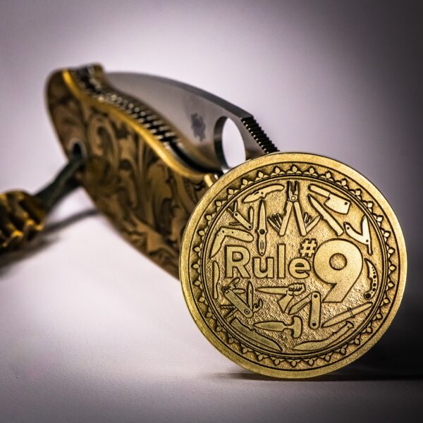 Gibbs Rule #9 - Michael Brunk Collab - Laser Engraved Brass Coin - Polished Finish