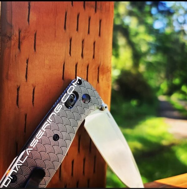 Seigaiha Pattern - Japanese Waves - Benchmade Bugout - Engraved Titanium Knife Scales - EDC - *Scales/knife handles only*