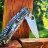 il_fullxfull.3983701534_5rzg-1.jpg Topographic - Spyderco PM2 Lotus - Engraved Black Linen Micarta Knife Scales - Flytanium Gear - Knife & Hardware Optional