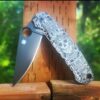 Skull Aztec Calendar - Spyderco PM2 TI - Deep Engraved Titanium PM2 Knife Scales - EDC Gear - Knife & Hardware Optional Flytanium Gear