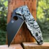 il_fullxfull.4038440432_pr1j.jpg Triple Masks of the Samurai - Spyderco Yojimbo 2 TI - Deep Laser Engraved - Titanium Scales - EDC Gear - Fully Installed Knife Option