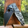 Triple Masks of the Samurai - Spyderco Yojimbo 2 TI - Deep Laser Engraved - Titanium Scales - EDC Gear - Fully Installed Knife Option
