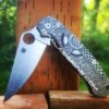 Celtic Cross - Spyderco PM2 - Fiber Laser Deep Engraved - Titanium Knife Scales - EDC Gear - Knife & Hardware Optional Flytanium Gear