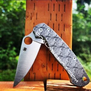 Dimensional Waves - Spyderco PM2 TI - Deep Laser Engraved Titanium PM2 Knife Scales - EDC Gear - Knife & Hardware Optional Flytanium Gear