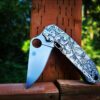 Leaf Scroll - Spyderco PM3 TI - NEW Relief Engraving Style - Deep Laser Engraved - Titanium Knife Scales - EDC Gear - Knife Install Optional