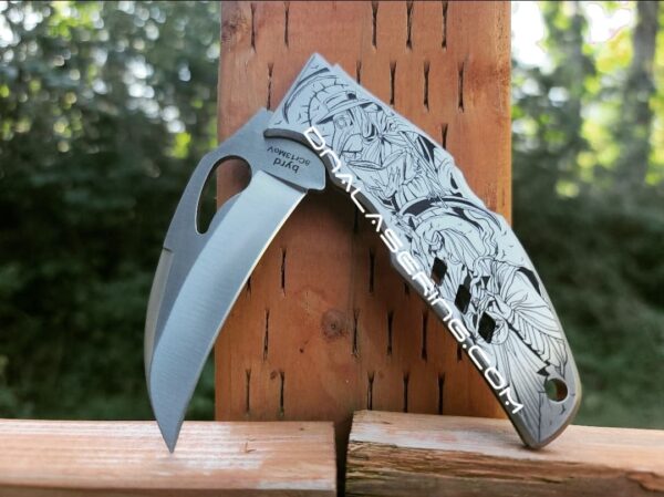 Plague Doctor Design - Spyderco Byrd Crossbill - Deep Fiber Laser Engraved - EDC Knife - New in Box - Stainless Steel