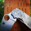 il_fullxfull.4078580922_9mf7-1.jpg Damascus Pattern - Spyderco PM3 TI - Deep Laser Engraved Titanium PM3 Knife Scales - EDC Gear - Hardware & Knife Install Options