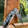 il_fullxfull.4085326799_d5sq-1.jpg Spyderco PM2 TI - Triple Masks of the Samurai - Deep Engraved Titanium PM2 Knife Scales - EDC Gear - Knife & Hardware Optional