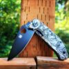 Detailed Leaf Scroll - Spyderco Tenacious - Deep Fiber Laser Engraved Titanium Scales - Flytanium  Gear *Scales Only*