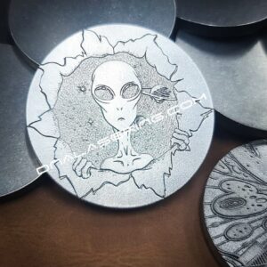Alien Outer Limits - Deep Laser Engraved Stainless Steel Coin - Polished Finish