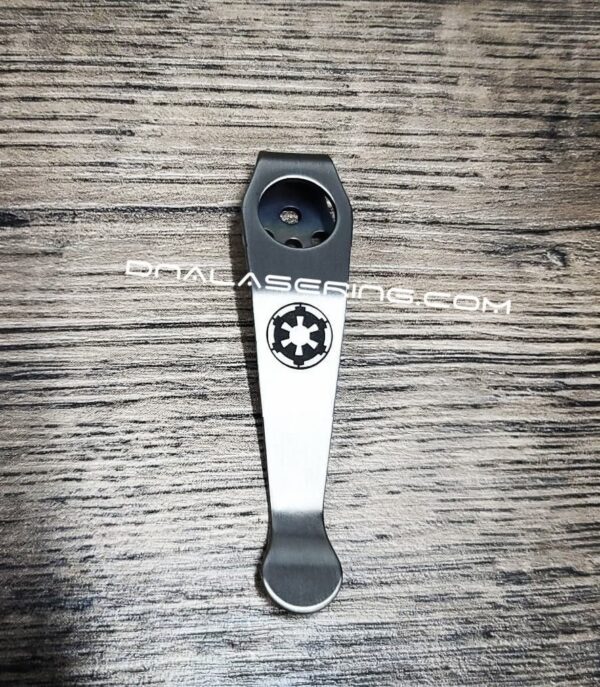 LynchNW Spyderco - Galactic Empire - Engraved Titanium - Deep Carry Pocket Knife Clip - Blacksmith, Satin or Sandwashed Finish MADE in USA!