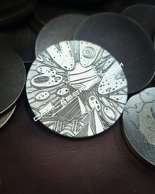 Alien Outer Limits - Deep Laser Engraved Brass Coin - Polished Finish