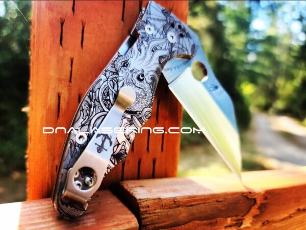 LynchNW Spyderco - Anchor -Laser Engraved Titanium - Deep Carry Pocket knife Clip - Blacksmith, Satin or Sandwashed Finish MADE in the USA!