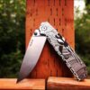 Mythosaur Skull - Beskar Ingot - Ruike P801 - Fiber Laser Deep Engraved - EDC Gear - Complete Knife