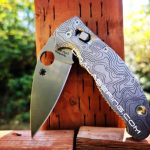 Topographic Map - Spyderco Manix 2 - Deep Fiber Laser Engraved Titanium Scales - Flytanium Gear *Knife Install Optional*