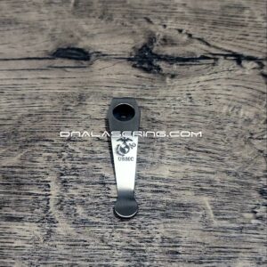 il_fullxfull.4214948530_9lj8-1.jpg LynchNW Spyderco - USMC - Marines - Engraved Titanium - Deep Carry Pocket knife Clip - Blacksmith, Satin or Sandwashed Finish MADE in USA!