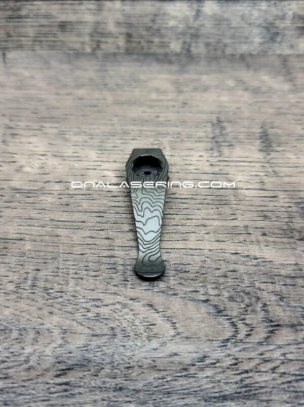 il_fullxfull.4214971904_mcab-1.jpg Spyderco McBee - Topographic - Deep Laser Engraved Titanium - Deep Carry Pocket Knife Clip - Satin or Sandwashed Finish
