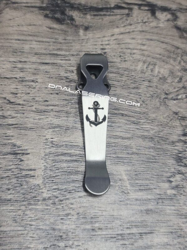 il_fullxfull.4239764761_8pb1-1.jpg LynchNW Benchmade - Anchor -Laser Engraved Titanium - Deep Carry Pocket Knife Clip - Blacksmith, Satin or Sandwash Finish MADE in the USA!