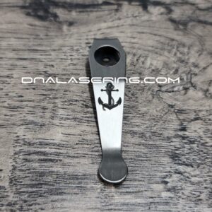 il_fullxfull.4241366285_i2jv-1.jpg LynchNW Spyderco - Anchor -Laser Engraved Titanium - Deep Carry Pocket knife Clip - Blacksmith, Satin or Sandwashed Finish MADE in the USA!