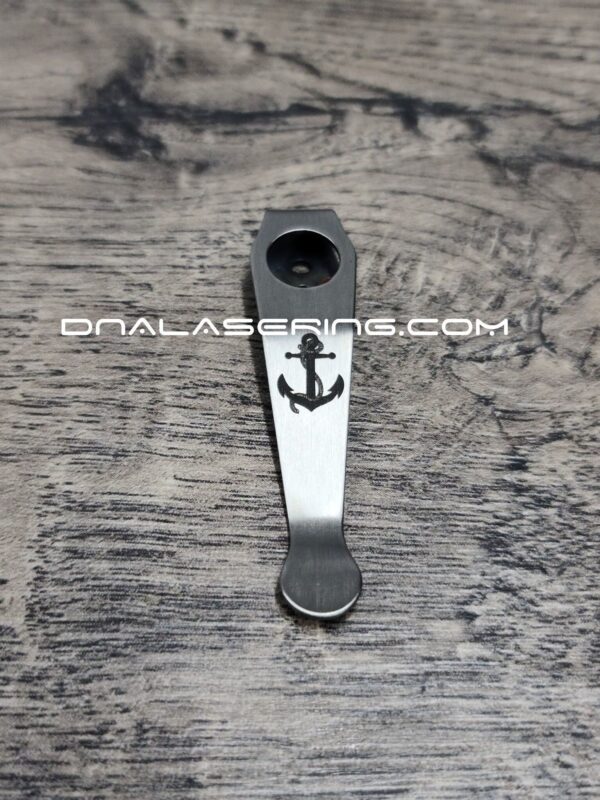 LynchNW Spyderco - Anchor -Laser Engraved Titanium - Deep Carry Pocket knife Clip - Blacksmith, Satin or Sandwashed Finish MADE in the USA!