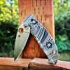 il_fullxfull.4262571411_o9wf-1.jpg Beskar Ingot - Spyderco Manix 2 - Deep Laser Engraved - Antique Stonewash Flytanium Titanium Scales - EDC gear *Knife Install Optional*
