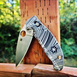 Beskar Ingot - Spyderco Manix 2 - Deep Laser Engraved - Antique Stonewash Flytanium Titanium Scales - EDC gear *Knife Install Optional*