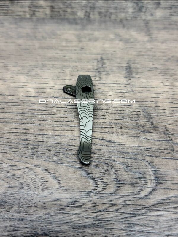 Kershaw Leek / Blur - Topographic - Deep Laser Engraved Titanium - Deep Carry Pocket Knife Clip - Blacksmith, Sandwash, or Satin Finish