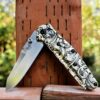 Leaf Scroll – Benchmade 945 MINI Osborne – Deep Laser Engraved Brass Scales – EDC Gear *Scales Only*