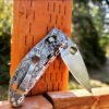 Japanese Warrior - Samurai Skulls - Spyderco Manix 2 - Deep Laser Engraved Titanium Scales - Flytanium Gear *Knife Install Optional*