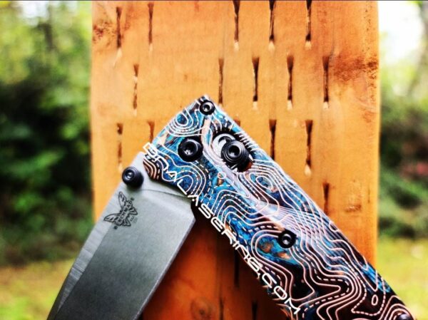 Shipwreck Patina - Topographic Map - Benchmade Bugout Crossfade - Deep Laser Engraved - Flytanium gear - *Scales / Knife handles Only*