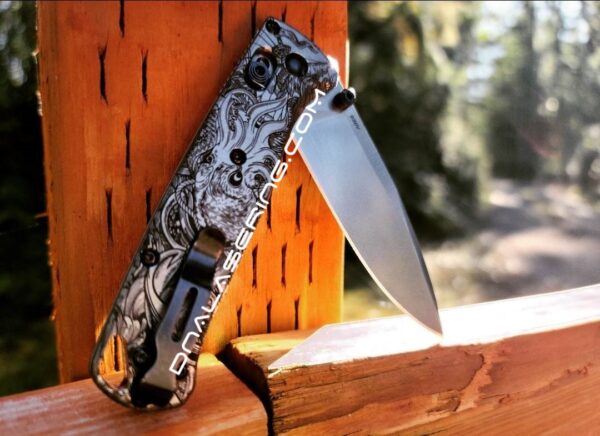 Kraken VS Pirate Ship - Benchmade Bugout - Engraved Titanium Scales - Flytanium Gear *Scales / Knife handles ONLY*