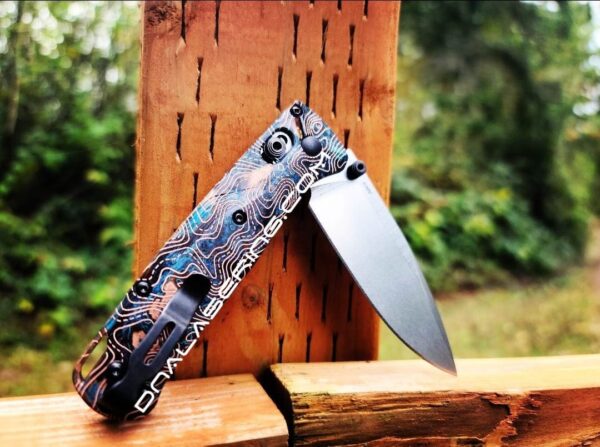 Shipwreck Patina - Topographic Map - Benchmade Bugout Crossfade - Deep Laser Engraved - Flytanium gear - *Scales / Knife handles Only*