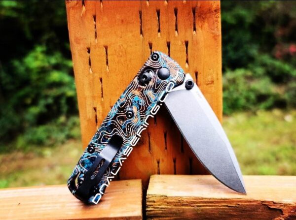 Shipwreck Patina - Topographic Lines - MINI Benchmade Bugout - Laser Engraved Copper Knife Scales - Flytanium *Scales / Knife handles Only*