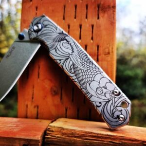 Koi Fish - Ruike P801 - Fiber Laser Deep Engraved - EDC Gear - Complete Knife