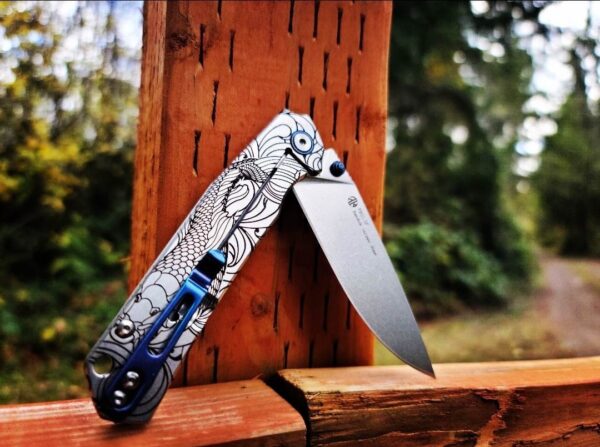 Koi Fish - Ruike P801 - Fiber Laser Deep Engraved - EDC Gear - Complete Knife