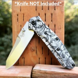 Leaf Scroll - Benchmade 945 MINI Osborne - Deep Laser Engraved Titanium Scales - EDC Gear *Scales Only* Knife NOT Included