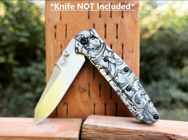 Leaf Scroll - Benchmade 945 MINI Osborne - Deep Laser Engraved Titanium Scales - EDC Gear *Scales Only* Knife NOT Included