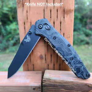 Topographic Map - Benchmade 940 Osborne - Laser Engraved DLC Titanium Scales - Flytanium Gear *Scales/Handles Only*