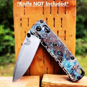Shipwreck Patina - Topographic Lines - MINI Benchmade Bugout - Laser Engraved Copper Knife Scales - Flytanium *Scales / Knife handles Only*