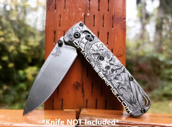 Viking - Odin - Norse God - Benchmade Bugout - Deep Laser Engraved Titanium Scales - Flytanium *Scales/ knife handles Only*