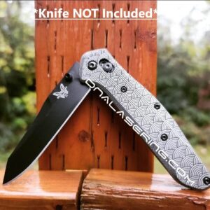 Seigaiha Waves - Benchmade 940 Osborne – Deep Laser Engraved Titanium Scales – Flytanium Gear *Scales/Handles Only*