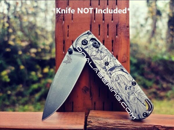 Plague Doctor - Benchmade Bugout - Deep Laser Engraved Titanium Scales - Flytanium *Scales/ knife handles Only*