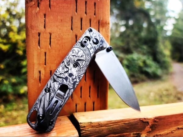 Viking - Odin - Norse God - Benchmade Bugout - Deep Laser Engraved Titanium Scales - Flytanium *Scales/ knife handles Only*