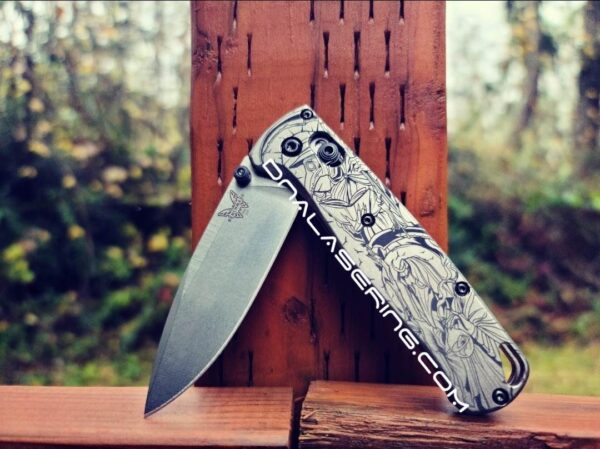 Plague Doctor - Benchmade Bugout - Deep Laser Engraved Titanium Scales - Flytanium *Scales/ knife handles Only*