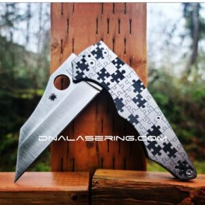 il_fullxfull.4491490315_3qmd.jpg Jigsaw Puzzle Pieces - Spyderco YoJumbo - Deep Laser Engraved - Titanium Scales - EDC Gear *Scales/Handles Only*