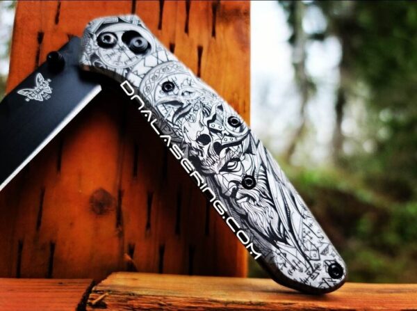 Viking - Odin - Norse God - Benchmade 940 Osborne – Deep Laser Engraved Titanium Scales – Flytanium Gear *Scales/Handles Only*