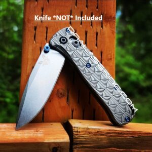Seigaiha 2.0 - Japanese Wave Pattern - MINI Benchmade Bugout - Deep Laser Engraved Titanium Scales - EDC Gear *Scales Only*